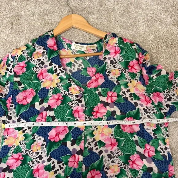 Vintage Victoria's Secret Silk Floral Top Gold Label Sleep Shirt Women's Size S - Picture 7 of 8